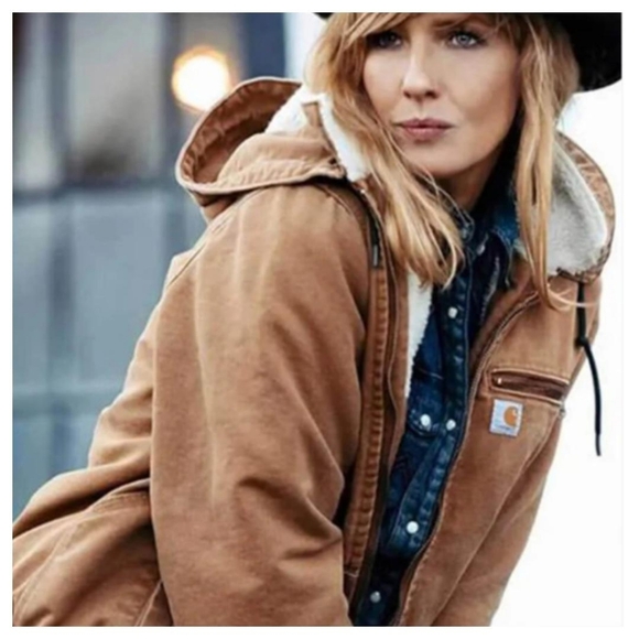 *RARE* Carhartt Tan Hooded Wildwood Sherpa Lined Jacket *hood is missing* - Picture 11 of 13